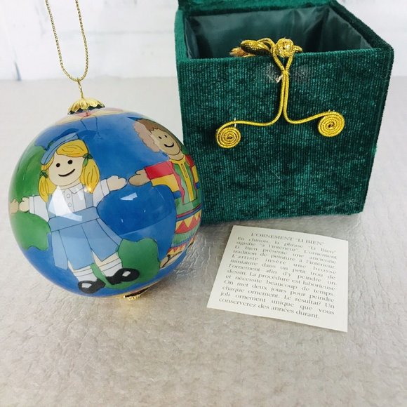 Pier 1 Li Bien International Children 3 inch Christmas Ornament Box & Card - Picture 1 of 5